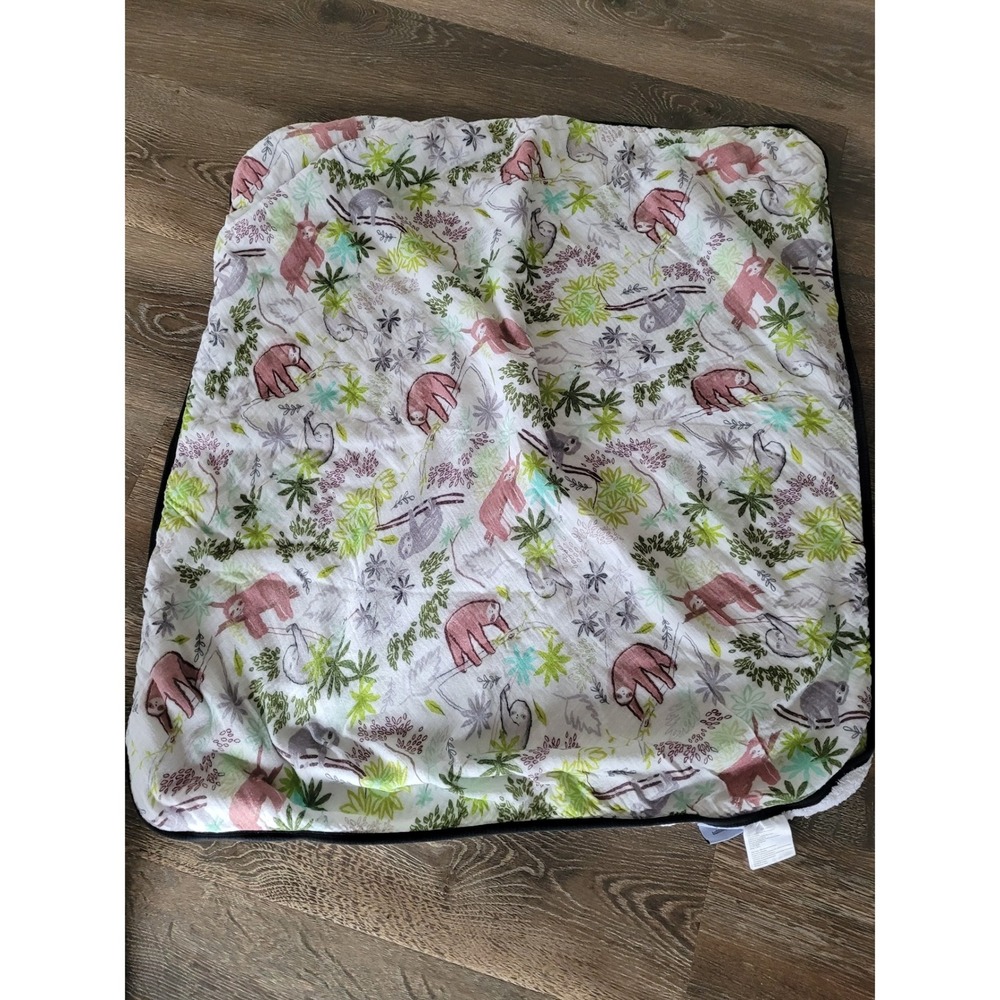 Lulujo Baby Hooded Towel Bamboo Cotton Muslin Sloth Jungle White Pink Green #7